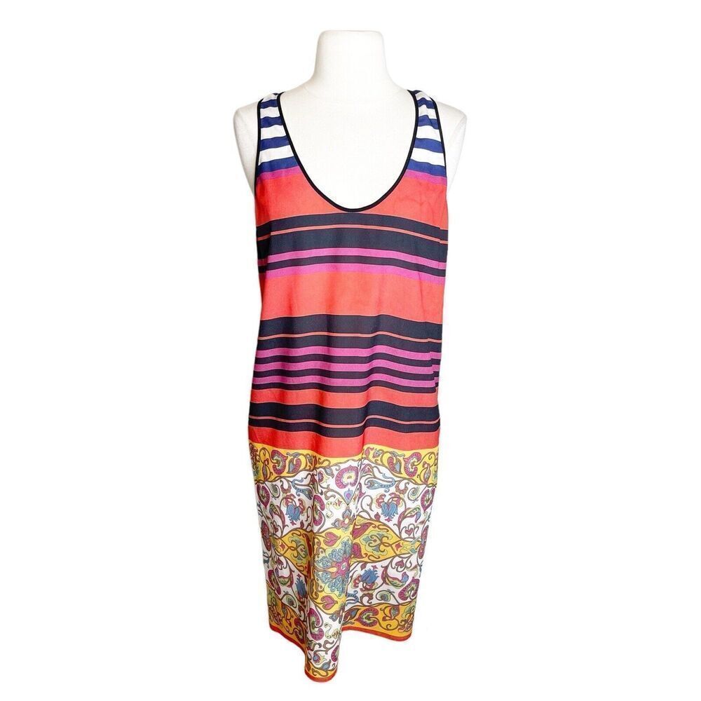 Clover Canyon XS Sleeveless Dress Striped Tank Paisley Geometric Colorful Boho